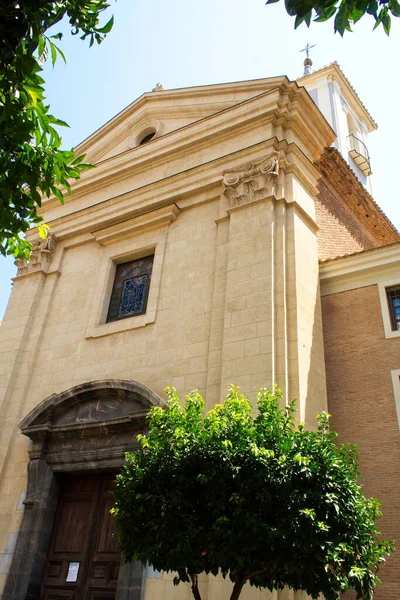 Nice neoclassical facade of the Iglesia de San Lorenzo in Murcia on a sunny day