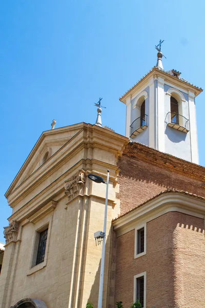 Parish Church Saint Lawrence Murcia Facade Bell Tower Dome Sunny — 스톡 사진