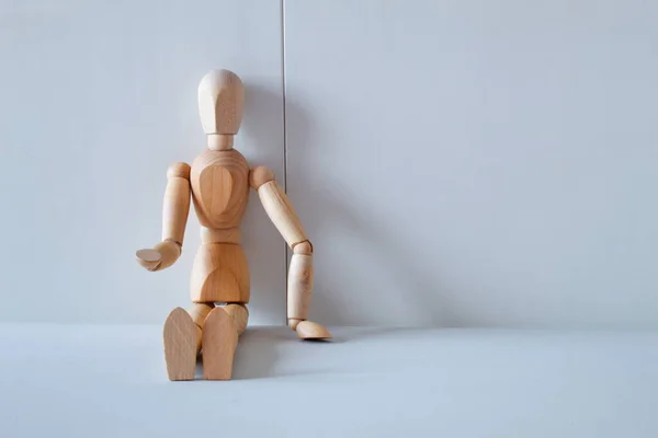 Concept Loneliness Poverty Abandonment Wooden Doll Asking Model Photos De Stock Libres De Droits