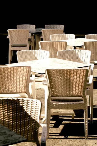 Image Tables Chairs Restaurant Murcia Sunny Day — Zdjęcie stockowe