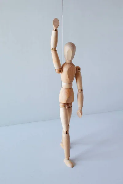 Greeting Leadership Concept Represented Wooden Doll — Fotografia de Stock