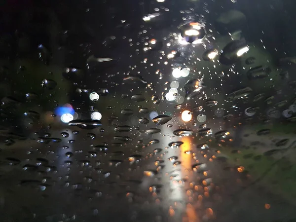 Gotas Pára Brisas Uma Estrada Molhada Noite Sardinero Santander Cantabria — Fotografia de Stock