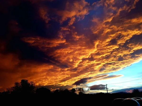 Ciel Coloré Coucher Soleil Ciel Bleu Orange — Photo