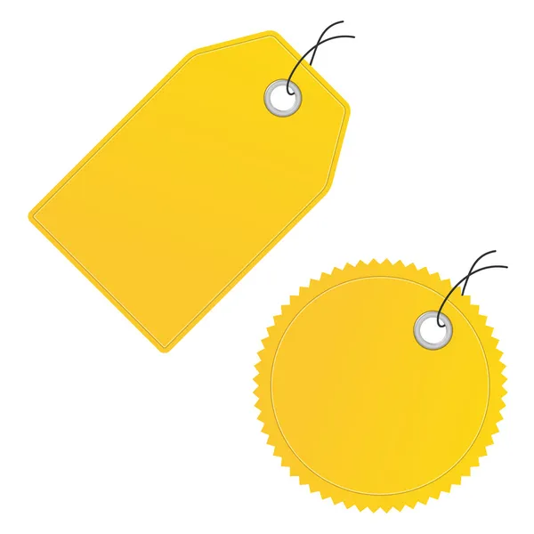 Precio amarillo en blanco etiquetas vector icono — Vector de stock