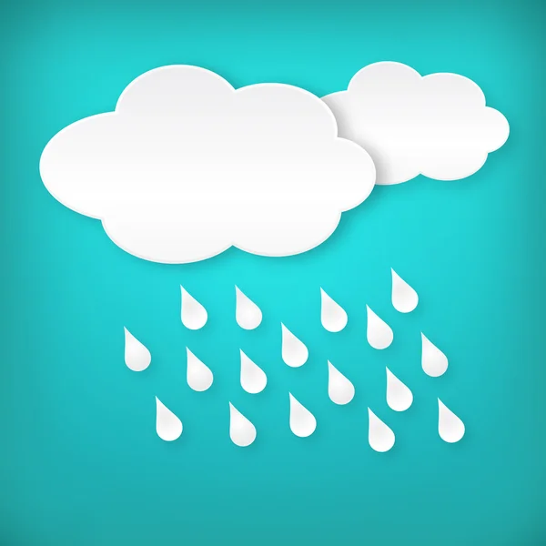 Paper white raining clouds on blue — Stock Vector