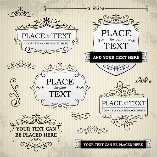 Vintage labels and scroll elements — Stock Vector