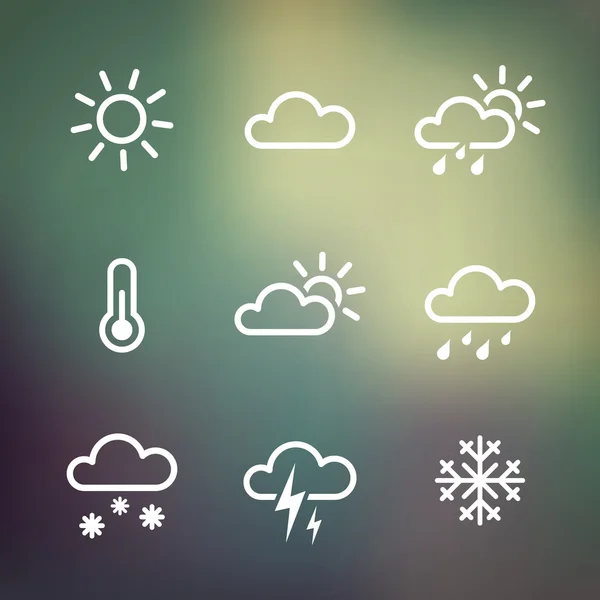 Väder ikoner på blured bakgrund — Stock vektor