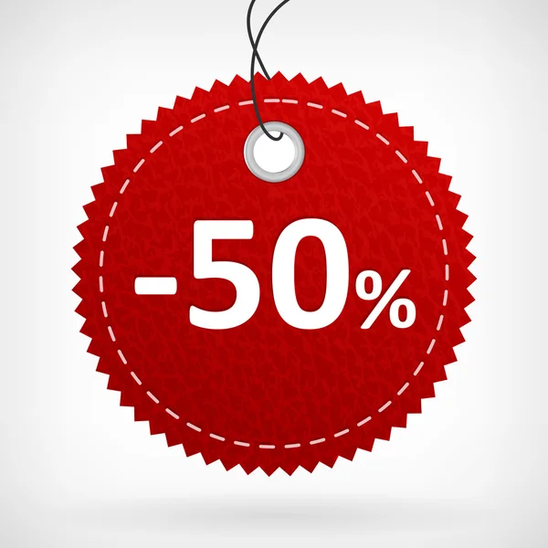 Rote Lederpreisschilder -50 Prozent — Stockvektor