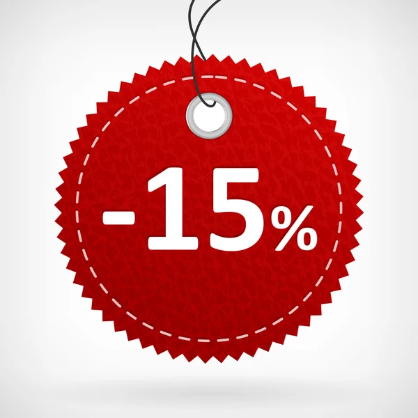 红色皮革价格标签-15% — 图库矢量图片