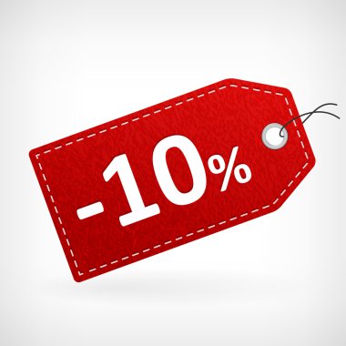 Red leather price labels ten percent saleoff clipart