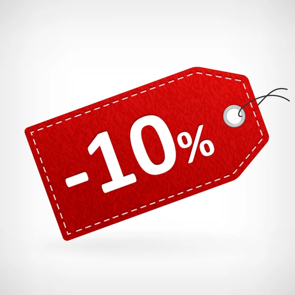 赤い革の価格ラベル 10 ％ saleoff — ストックベクタ