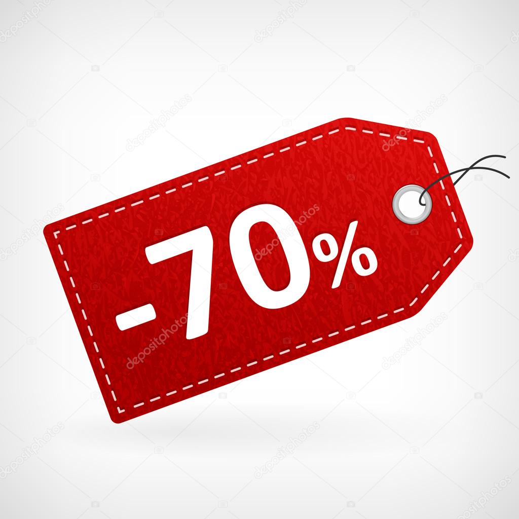 Red leather price labels seventhy percent sale off