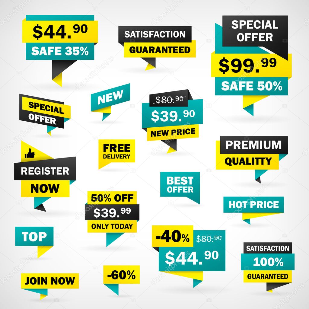 Set price labels and banners in separately folder, isolated from background.
