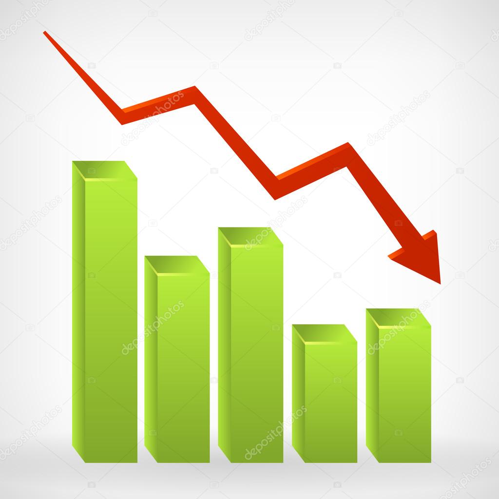 Busines down shiny chart width negative arrow