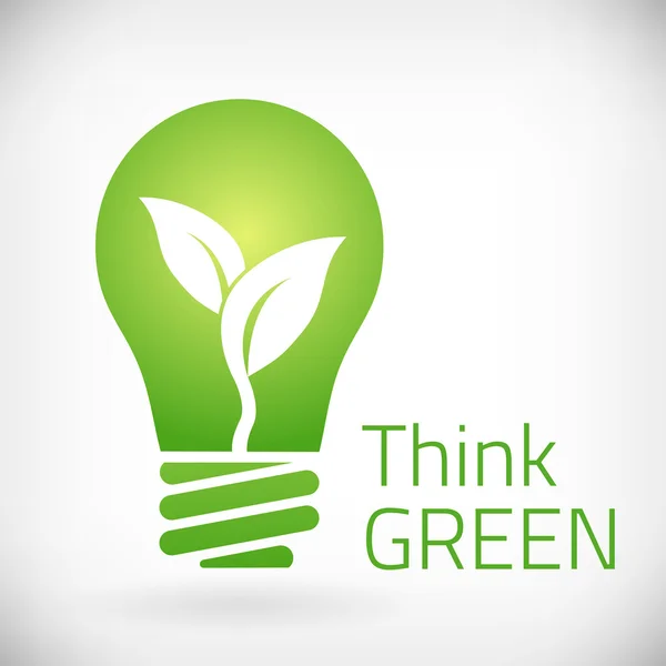 Piense verde eco bulbo — Vector de stock