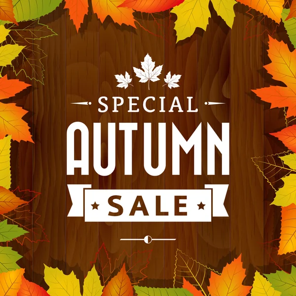 Autumn special sale vintage vector typography poster on wood background — Stock Vector