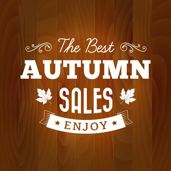 在最佳的秋季销售葡萄酒木背景上 — 图库矢量图片