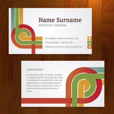 ahşap zemin üzerinde modern renk kartvizit şablonu