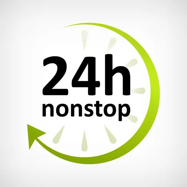 Twenty four hours nonstop open — Stock Vector