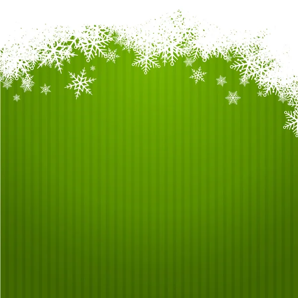 Verde navidad fondo ancho snowlakes — Vector de stock