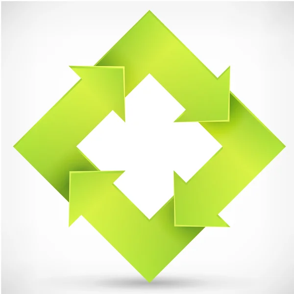 Vierkant roteren pijl groen logo sjabloon — Stockvector