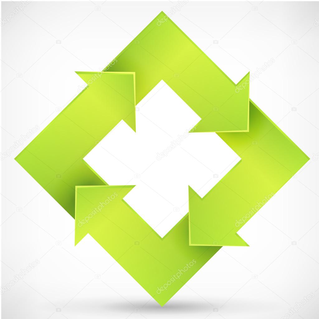 Square rotate arrow green logo template