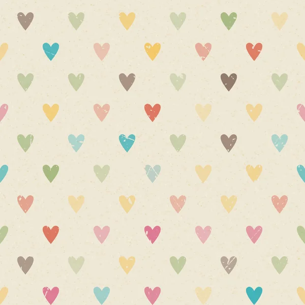 Valentine coloré rétro motif coeur sans couture — Image vectorielle