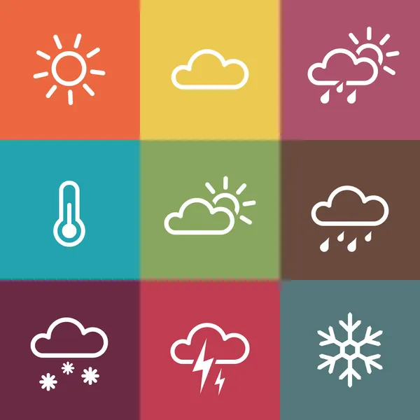 Weather Icons on vintage colorful tiles background — Stock Vector