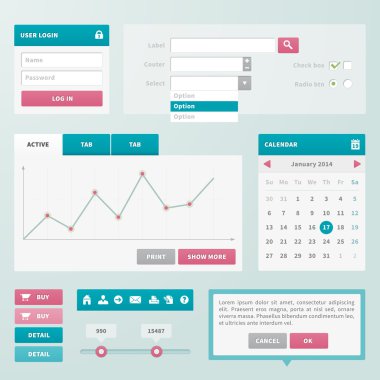 Trend UI components for web or e-shop clipart