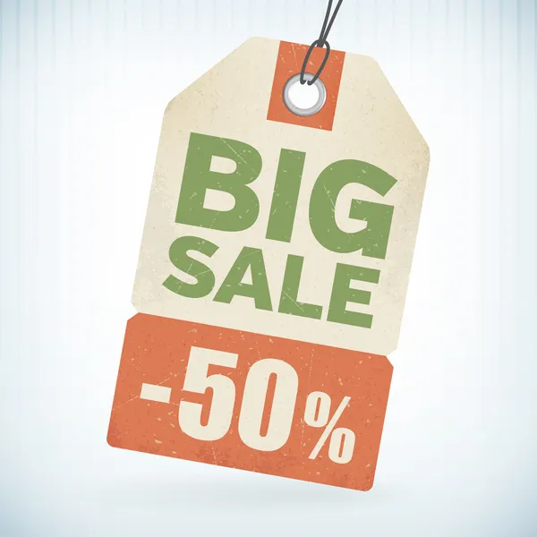 Realistic paper big sale 50 percent off price tag — Stock Vector