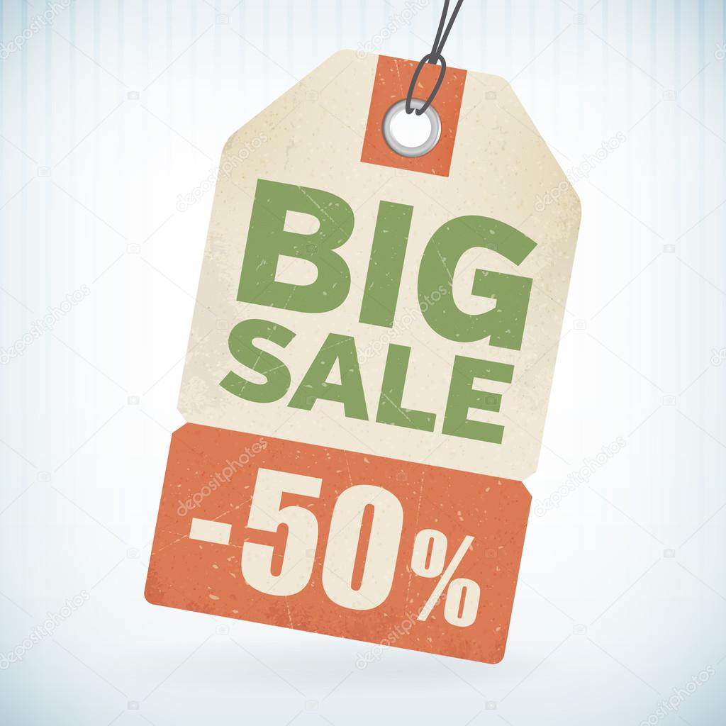Realistic paper big sale 50 percent off price tag