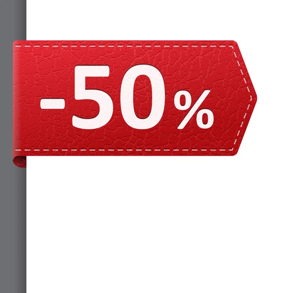 Kırmızı deri fiyat yer işareti yüzde 50 Satılık kapalı — Stok Vektör