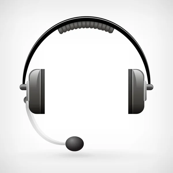 Mikrofon detaylı klasik kulaklıklar simgesiyle — Stok Vektör