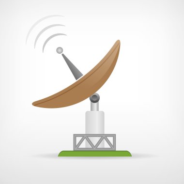 Isolated satellite communication parabolic antenna icon clipart