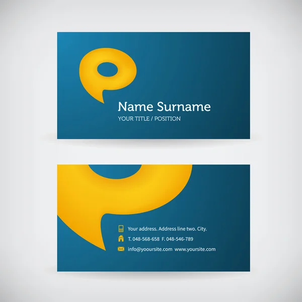 Business card speech bubble as symbol P logo template — Stock Vector