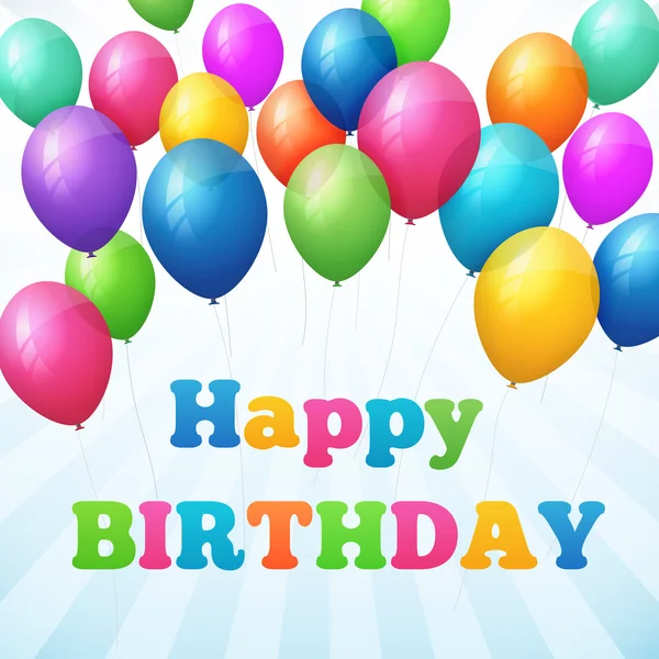 Cartel de cumpleaños feliz con globos de colores — Vector de stock