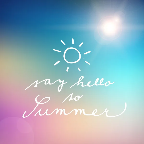 Handwritten say hello to summer vector poster — Stock Vector