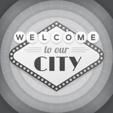 bizim city vintage vektör bw poster Hoşgeldiniz.