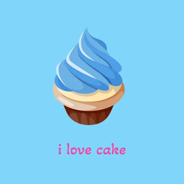 Szeretem Torta Illusztráció Kék Háttér — Stock Fotó