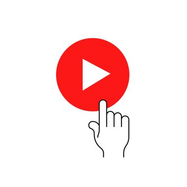 Red play button on white background