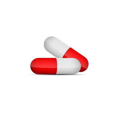 Illustration of red and white medical pills isolated on white background