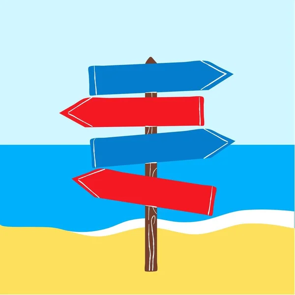 Illustration of direction sign on the beach