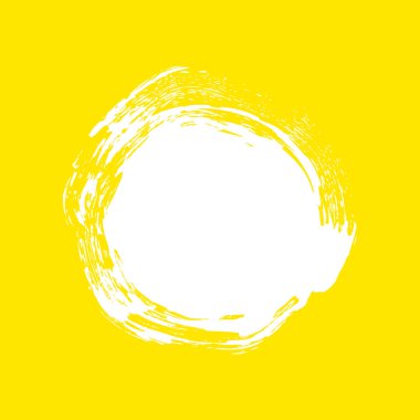 Yuvarlak fırça. Su sıçrattı. Sarı arka planda soyutlama. Pankart.