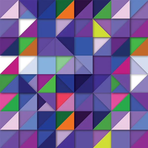 Bakgrunns-origami firkanter av blått, lilla, grønt, gult og oransje – stockvektor