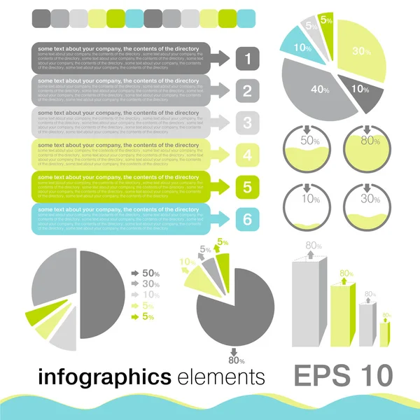 Sada prvků infografiky v modré, zelené a šedé Stock Vektory