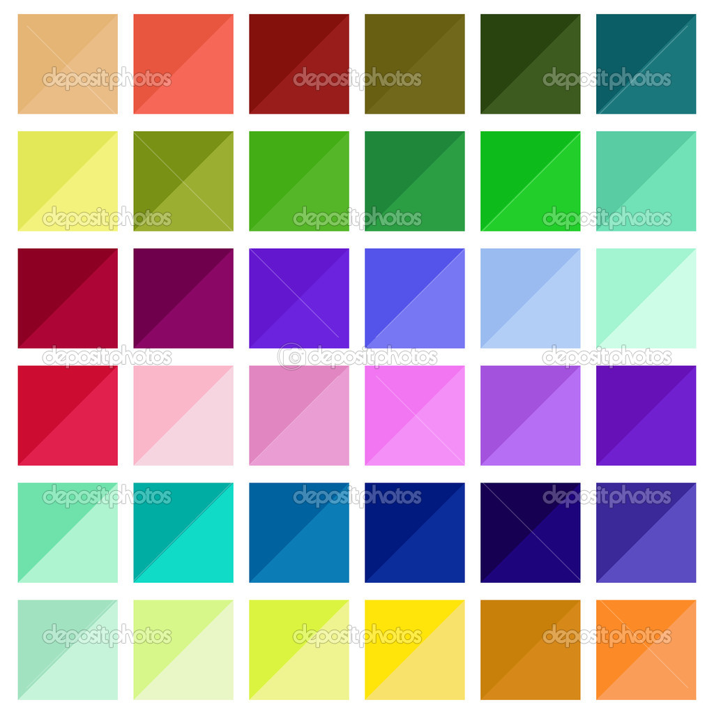 Colored squares on a white background with a reflection on a diagonal