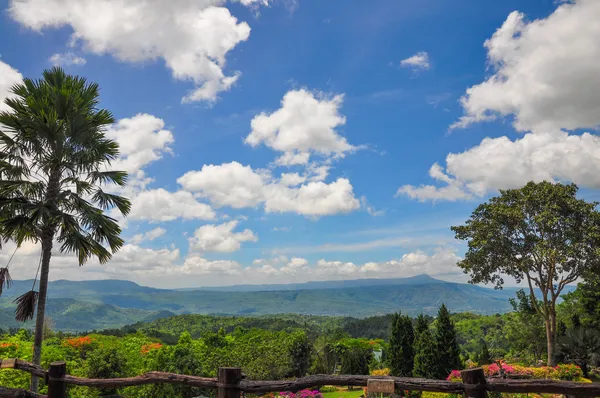 Viewing mountains looking from a balcony — Stock Photo, Image