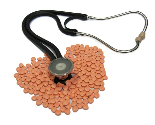 Doctors Stethoscope With Medical Drugs In Pill Form — Stock Photo, Image