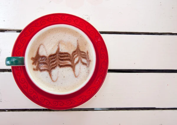 Taza de café rojo en la mesa — Foto de Stock