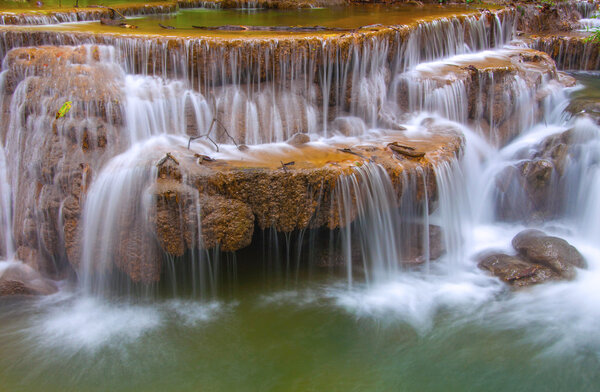 Waterfall in deep rain forest jungle (Huay Mae Kamin Waterfall i